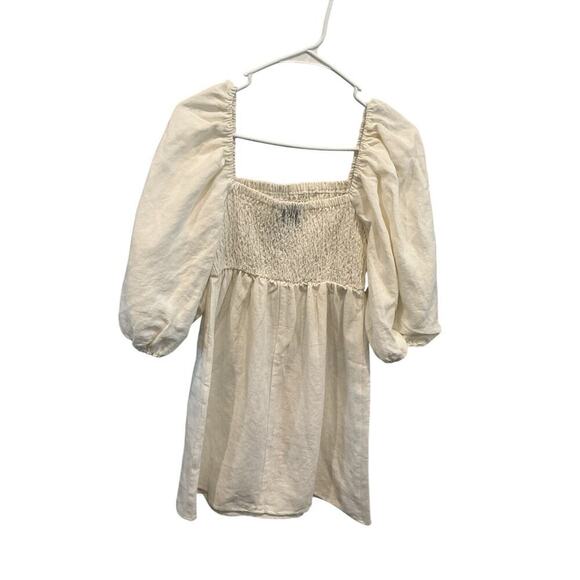 Tuckernuck Annie Dress Smocked Mini Linen Size XS White Wedding Bachelorette - Picture 7 of 10